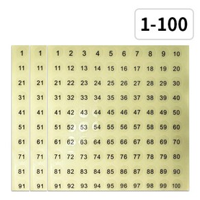 베러워커스 투명 원형 숫자 스티커 10mm, 1 - 100, 3매입