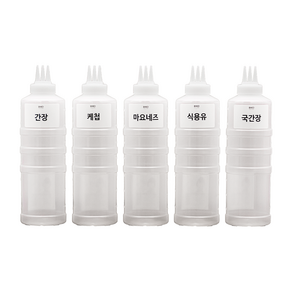 잘라쓰는 3구 소스통 700ml(특대) 5개 + 라벨 21종 세트, 1개