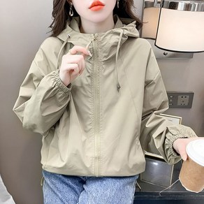 ROYALBELLE 여성 쇼트핏 캐주얼 아웃도어 바람막이 집업 얇은 자켓 데일리룩 후드 자켓상의 V71810