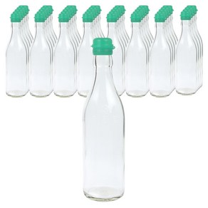 가인글로벌 투명 기름병350 + 코벤트캡 청록 유리병 참기름병 용기, 40개, 350ml