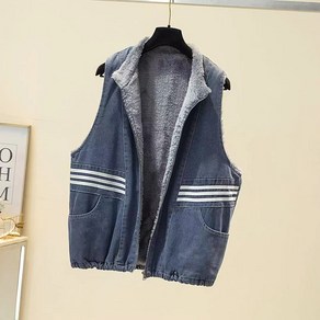 빅사이즈 여성 기모 데님 조끼 빅포켓 봄 가을 겨울 간절기 두꺼운 오버핏 여자 베스트 denim vest women JX1303