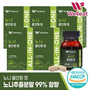 웰리트HACCP인증 노니 올인원 정 60정 X 5박스 300정, 36g, 5개