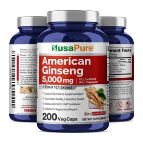 누사퓨어 아메리칸 진생 인삼 5000mg NusaPue Ameican Ginseng 200정, 1개