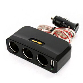 차량용 3구 소켓 케이블 소켓 USB포트 시거잭 국산 12V 24V, 블랙, 1개