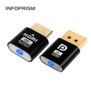 INFOPRISM / DP HDMI 더미플러그 가상 모니터 디스플레이 에뮬레이터 UHD 4K 채굴