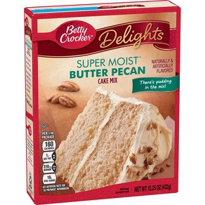 Betty Cocke Delights Supe Moist Butte Pecan Cake Mix 1 베티 크로커 딜라이트 슈퍼 모이스트 버터 피칸 케이크 믹스 15.25온, 432g, 1개