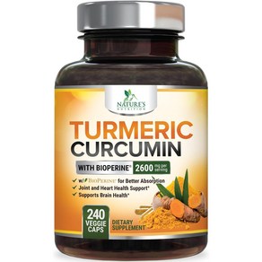 Tumeic Cucumin Supplement with BioPeine 95% Cucuminoids 2600mg with Black Peppe fo Best Abs, 1개, 240정