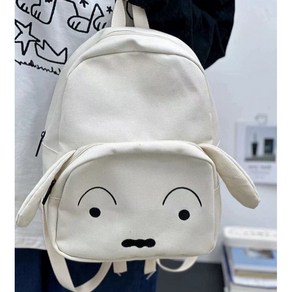 시로 캐릭터 백팩 짱구 귀여운 흰둥이 강아지 가방 플러시 가방 캔버스 배낭 파차코 책가방