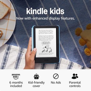 새로운 Amazon Kindle Kids 16GB - 고장 나면 교체하고 광고 없는 책과 표지를 포함하며 눈부심 디스플레이와 더 빠른 페이지 전환이 가능 유니콘 밸리, Unicon Valley