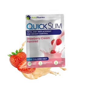 NUTRIPHARMA Quick Slim 194303 퀵 슬림 고단백질 체중 감량 쉐이크 여성 및 남성용 완벽한 식사 대체 파우더 저탄수화물 다이어트 간헐적 단식 케토 글루텐 프리, 1개