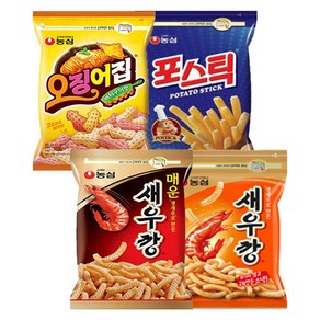 너만아는과자점 농심 대용량 새우깡400g +매운새우깡400g +포스틱280g +오징어집260g / 지퍼백 스낵, 1340g, 1세트