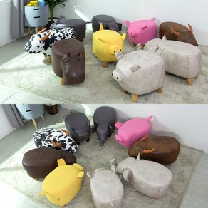 [수량한정 추가즉시할인] 에보니아 동물키즈소파의자 (코끼리/돼지/소), 돼지 베이지, 1개