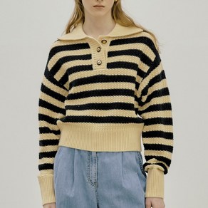 JILL BY JILLSTUART(질바이 질스튜어트) 여성용 Stripe Button Pullover Knit