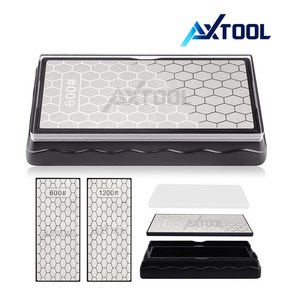 AXTOOL 양면 다이아몬드 숫돌 칼갈이 600/1200+받침대 세트, 1세트