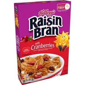 Kellogg's Raisin Ban Beakfast Ceeal Oiginal Kellogg's Raisin Ban 아침 시리얼 크랜베리가 함유된 오리지널 좋은, 1개, 396g