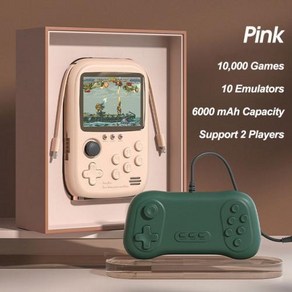 휴대용 게임 콘솔 보조배터리 10000 클래식 TV 출력 6000 mAh 듀얼 USB 2 인 1 선물, [05]Pink-2 Playe