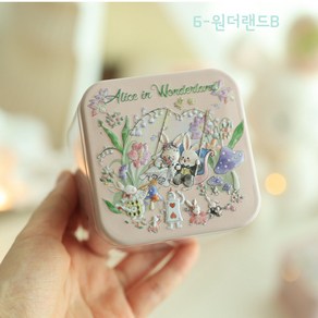 버니 틴케이스 토끼 정사각 다꾸 보관함 스티커 도무송 보관, 1개, 6원더랜드B