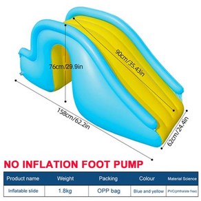 야외수영장 두꺼운 팽창식 수영장 슬라이드 PVC 목욕 욕조용 여름 야외 워터 파크 어린이 장난감 안티 팁 물놀이, 1) 158X62X76CM