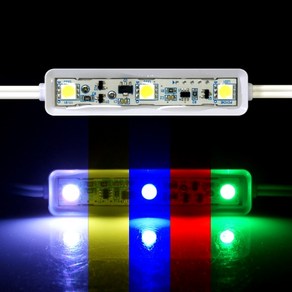 12V 차량용 싸이키 LED 3구모듈 2컬러 자동차 간판 인테리어 LED조명, 블루LED, 1개