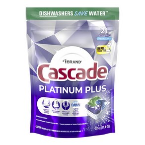 Cascade 플래티넘 플러스 액션팩 프레시 향 식기세척기용세제 21개입