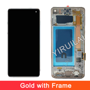 [호환]삼성 갤럭시 S10 SM-G973F LCD 디스플레이 터치 스크린 디지타이저 수리 부품 용 프레임 스크린이있, 08 With Gold Fame, 1개