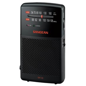 Sangean 산진 SR-35 AM/FM 포켓 아날로그 라디오 블랙