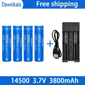 14500 대용량 리튬 이온 배터리 전동 칫솔 면도기 이발사용 충전식 3.7V 3800mAh, 4개