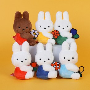 Miffy 꽃을 든 미피 토끼 가방고리 키링 6종 8cm, 꽃미피(오렌지)8cm, 1개