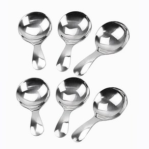 6 Pcs 스테인레스 스틸 짧은 핸들 숟가락 소금 숟가락 조미료 숟가락 디저트 스푼 차 커피 스푼 실버, 하나, 하나 * 은 * 6개, 6개
