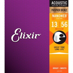 공식수입정품<b>Elixi - NANOWEB Phospho Bonze Acoustic Medium / 나노웹 어쿠스틱 스트링 013-056 (16102), 1개