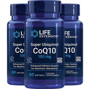 라이프익스텐션 슈퍼 유비퀴놀 CoQ10 100mg 소프트젤, 3개, 60정