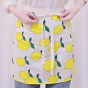 레몬 양면 4중 거즈 행주 허리 순면 린넨 앞치마, 1개, 기본/Lemon&Soft Geen(레몬)