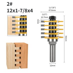 루터날 트리머날 루터비트 홈파기날 목공용루터 3치아 박스 핑거 조인트 라우터 비트 목공 밀링 커터 우드 02 12x47.6x4