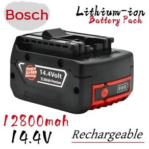 Bosch용 충전식 리튬 이온 배터리 팩 Bosch 무선 드릴 스크루드라이버 BAT607 BAT614G 에 적합 14.4V12800mah, 1개