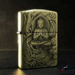 정품 Zippo 라이터 3D Amitabha 순수 구리 갑옷 릴리프 Benmingfo Keosene 남성 생일 선물