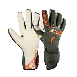 Reusch Pue Contact Gold X Adaptive Flex 골키퍼 장갑 데저트 그린/쇼킹 오렌지 사이즈 11, 1개