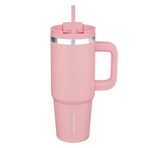 bjpkpk 스테인리스 스틸 핸들 보온컵 빨대 포함, Pink, 900ml, 1개