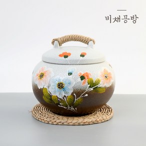 비채공방 분청 수선화 쌀독 쌀통 쌀항아리 현관 소금 항아리 4kg 잡곡 단지 쌀보관, 1개