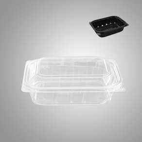 사각 반찬 샐러드용기 ty-206(170x130x40mm) 600set 투명/검정, 투명, 1개