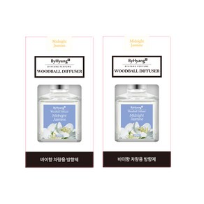 바이향 리프레싱 우드볼 디퓨저 100ml, 미드나잇자스민, 2개