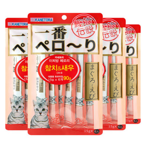 펫모닝 카네토라 페로리 고양이 츄르타입 간식 참치 CR-A 6p, 5개, 90g, 참치&새우