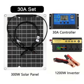 태양광패털 태양 광 발전 시스템 12V 220V 1200W 인버터 키트 300W 전지 패널 배터리 충전기 30A 컨트롤러 04 1200W Inverter kit