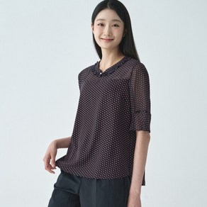 [지센] 여성 도트 러플 카라 블라우스 LFWSO413_2컬러