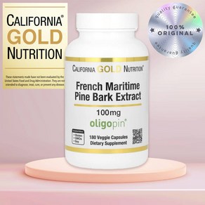 Califonia Gold Nutition 프랑스산 해송 껍질 추출물 Oligopin 항산화 폴리페놀 100mg 베지 캡슐 180정, 1개