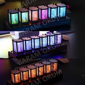 오펜하이머 시계 아날로그 RGB LED 튜브 복고풍 진공관 탁상 시계 집들이 선물 10종, A.블랙 단일 코어 WiFi 시간 동기화