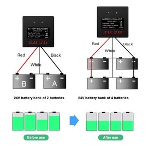 바이스 Bbattey 디지털 이퀄라이저 지능형 리튬 배터리 밸런스 수공구 24V 2x12V 7x7x2.7 cm, 1개, 1개입