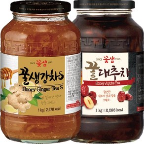 꽃샘 꿀생강차S 1kg + 꿀대추차 1kg, 1