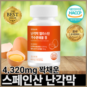 영양비책 4320mg 스페인산 난각막 엘라스틴 가수분해물, 1개, 60정