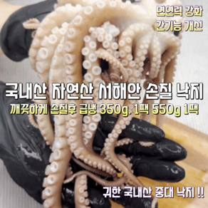 [산지직송] 100% 국내산 자연산 서해안 깨끗하게 손질돤 중대 낙지 손질전 500g 손질후 350g. 손질전 350g 손질후 200g 1박스, 깨끗하게 손질돤 낙지 손질전 350g 손질후 200g