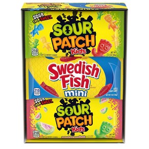 샤워패치 츄이 캔디 3가지맛 버라이어티 SOUR PATCH KIDS and SWEDISH FISH Mini Soft & Chewy, 18개